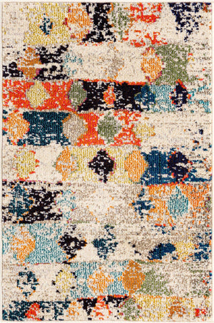 Ivory 2' 2 x 3' Vivid Rectangle Area Rug Colorful Modern Unique Indoor Easy Clean Durable Carpet Mat for Home Interior Design & Decor for Sale at Rug Engine