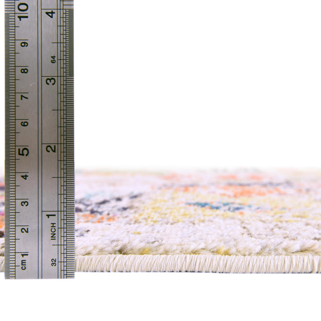 Ivory 7' x 7' Vivid Round Area Rug Colorful Modern Unique Indoor Easy Clean Durable Carpet Mat for Home Interior Design & Decor for Sale at Rug Engine