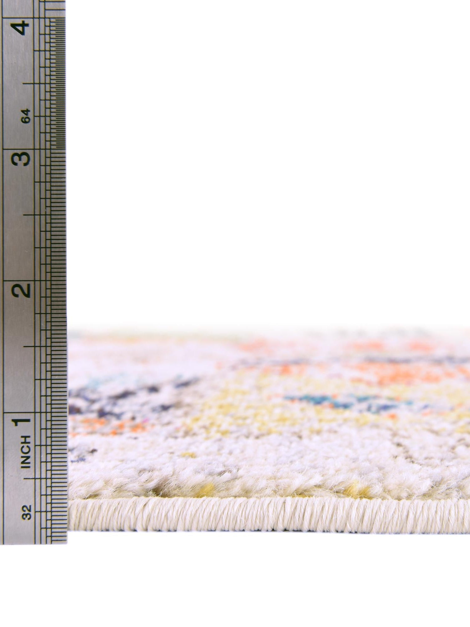 Ivory 3' 3 x 3' 3 Vivid Round Area Rug Colorful Modern Unique Indoor Easy Clean Durable Carpet Mat for Home Interior Design & Decor for Sale at Rug Engine