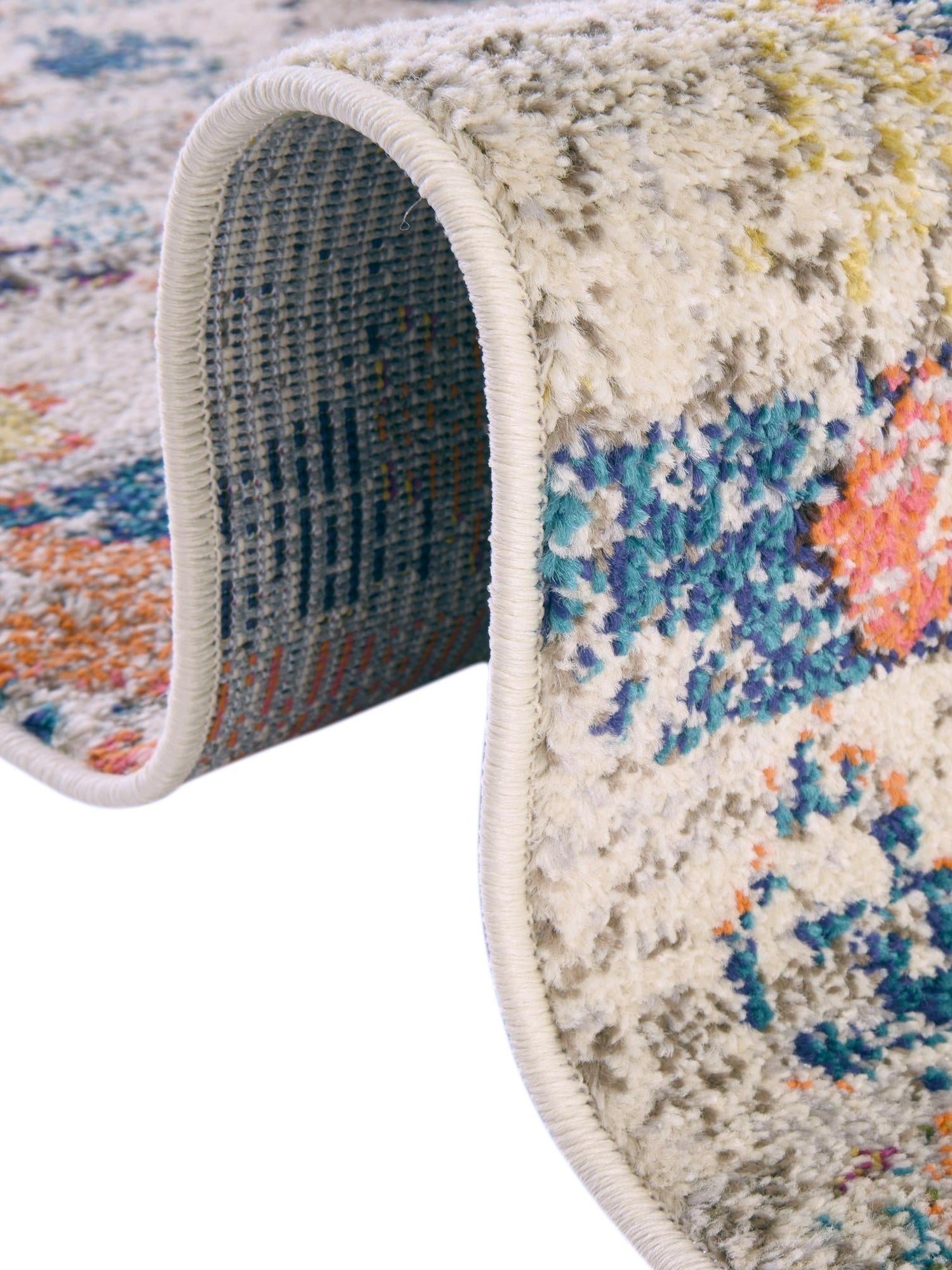Ivory 3' 3 x 3' 3 Vivid Round Area Rug Colorful Modern Unique Indoor Easy Clean Durable Carpet Mat for Home Interior Design & Decor for Sale at Rug Engine