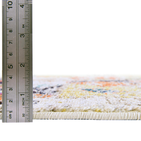 Ivory 9' 10 x 9' 10 Vivid Square Area Rug Colorful Modern Unique Indoor Easy Clean Durable Carpet Mat for Home Interior Design & Decor for Sale at Rug Engine