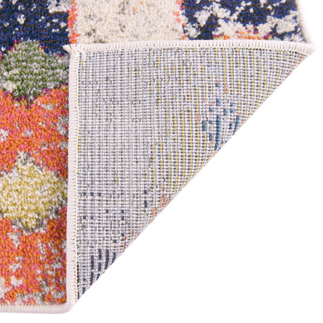 Ivory 7' 10 x 7' 10 Vivid Square Area Rug Colorful Modern Unique Indoor Easy Clean Durable Carpet Mat for Home Interior Design & Decor for Sale at Rug Engine