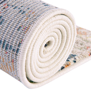 Ivory 9' 10 x 9' 10 Vivid Square Area Rug Colorful Modern Unique Indoor Easy Clean Durable Carpet Mat for Home Interior Design & Decor for Sale at Rug Engine