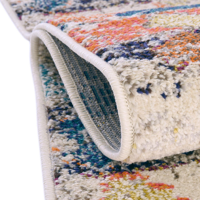 Ivory 7' 10 x 10' Vivid Oval Area Rug Colorful Modern Unique Indoor Easy Clean Durable Carpet Mat for Home Interior Design & Decor for Sale at Rug Engine