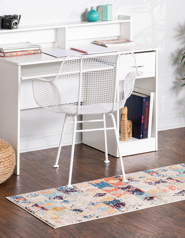 Ivory 2' 7 x 12' Vivid Runner Area Rug Colorful Modern Unique Indoor Easy Clean Durable Carpet Mat for Home Interior Design & Decor for Sale at Rug Engine
