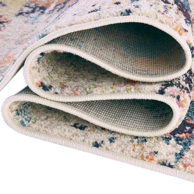 Ivory 2' x 8' Vivid Runner Area Rug Colorful Modern Unique Indoor Easy Clean Durable Carpet Mat for Home Interior Design & Decor for Sale at Rug Engine