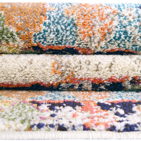 Ivory 2' x 6' Vivid Runner Area Rug Colorful Modern Unique Indoor Easy Clean Durable Carpet Mat for Home Interior Design & Decor for Sale at Rug Engine