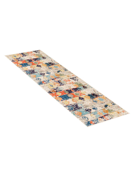 Ivory 2' x 6' Vivid Runner Area Rug Colorful Modern Unique Indoor Easy Clean Durable Carpet Mat for Home Interior Design & Decor for Sale at Rug Engine