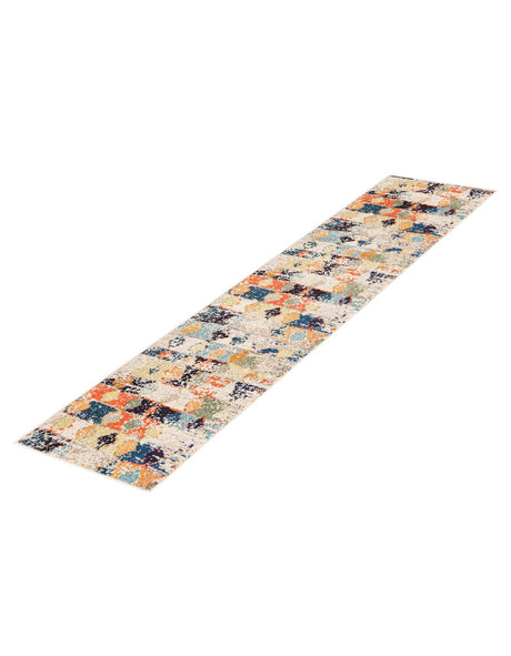 Ivory 2' x 8' Vivid Runner Area Rug Colorful Modern Unique Indoor Easy Clean Durable Carpet Mat for Home Interior Design & Decor for Sale at Rug Engine