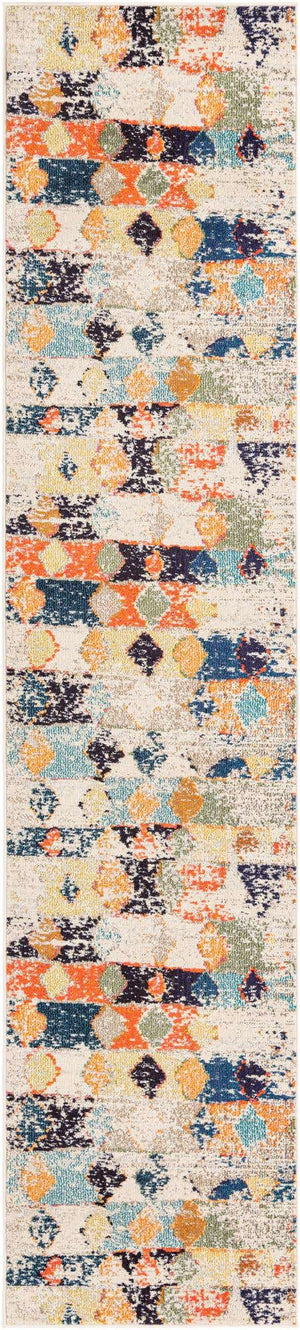 Ivory 2' 7 x 12' Vivid Runner Area Rug Colorful Modern Unique Indoor Easy Clean Durable Carpet Mat for Home Interior Design & Decor for Sale at Rug Engine
