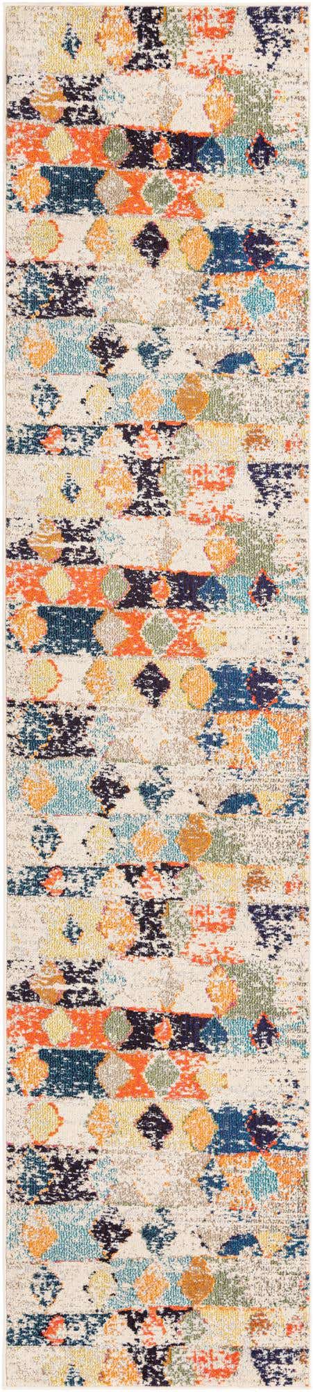 Ivory 2' 7 x 12' Vivid Runner Area Rug Colorful Modern Unique Indoor Easy Clean Durable Carpet Mat for Home Interior Design & Decor for Sale at Rug Engine