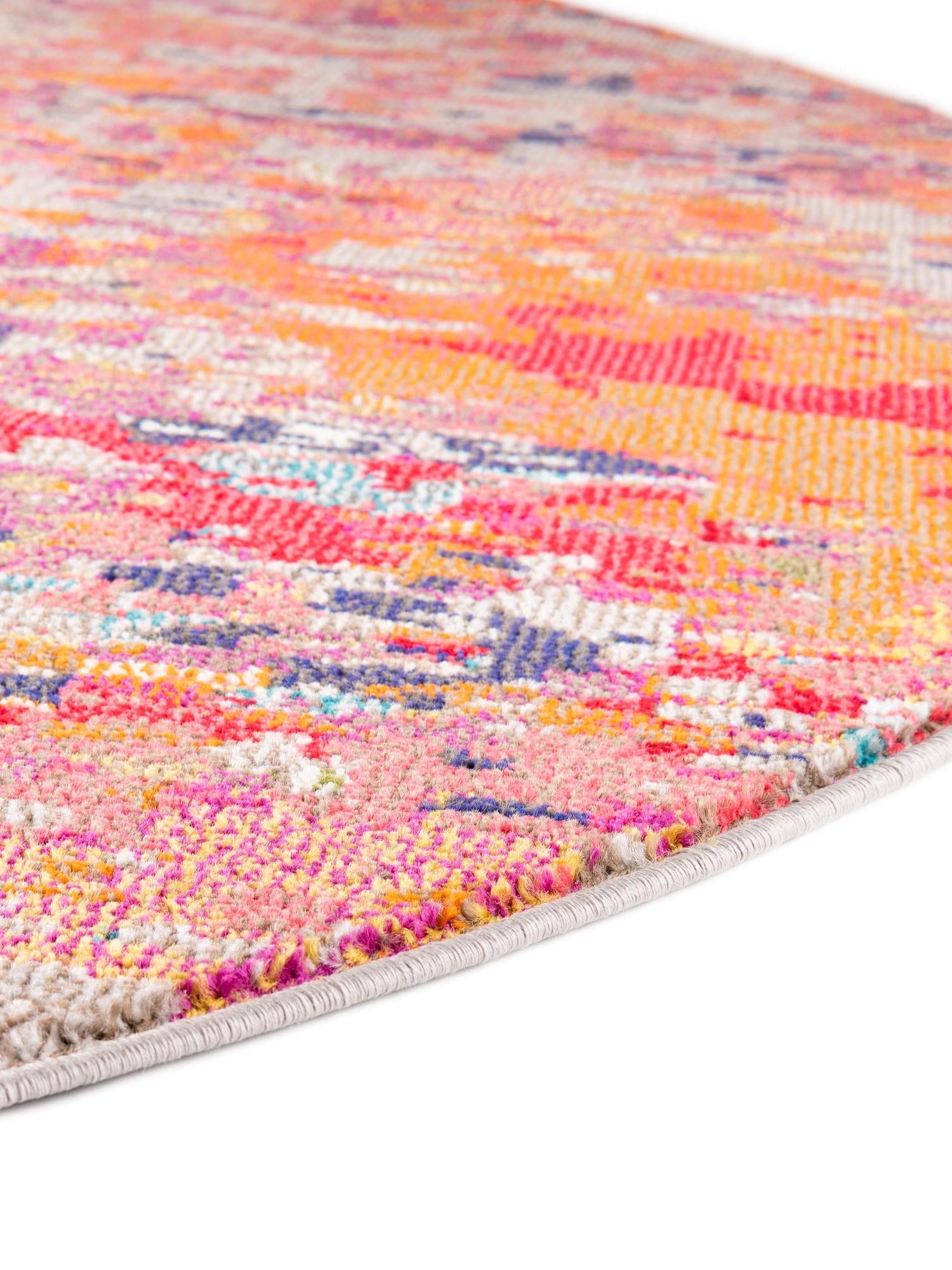Multicolor 7' x 7' Vivid Round Area Rug Colorful Modern Unique Indoor Easy Clean Durable Carpet Mat for Home Interior Design & Decor for Sale at Rug Engine