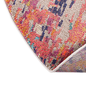 Multicolor 7' x 7' Vivid Round Area Rug Colorful Modern Unique Indoor Easy Clean Durable Carpet Mat for Home Interior Design & Decor for Sale at Rug Engine