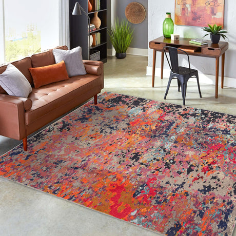 Multicolor 7' 10 x 7' 10 Vivid Square Area Rug Colorful Modern Unique Indoor Easy Clean Durable Carpet Mat for Home Interior Design & Decor for Sale at Rug Engine