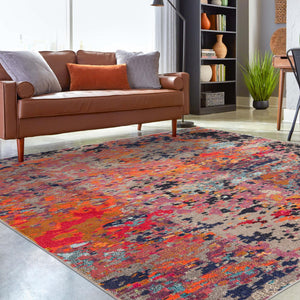 Multicolor 7' 10 x 7' 10 Vivid Square Area Rug Colorful Modern Unique Indoor Easy Clean Durable Carpet Mat for Home Interior Design & Decor for Sale at Rug Engine
