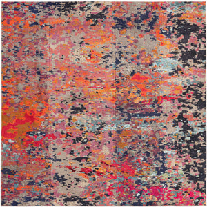 Multicolor 7' 10 x 7' 10 Vivid Square Area Rug Colorful Modern Unique Indoor Easy Clean Durable Carpet Mat for Home Interior Design & Decor for Sale at Rug Engine