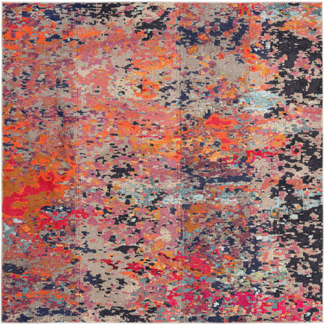 Multicolor 7' 10 x 7' 10 Vivid Square Area Rug Colorful Modern Unique Indoor Easy Clean Durable Carpet Mat for Home Interior Design & Decor for Sale at Rug Engine
