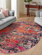 Multicolor 7' 10 x 10' Vivid Oval Area Rug Colorful Modern Unique Indoor Easy Clean Durable Carpet Mat for Home Interior Design & Decor for Sale at Rug Engine