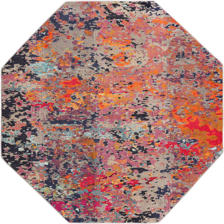 Multicolor 7' 10 x 7' 10 Vivid Octagon Area Rug Colorful Modern Unique Indoor Easy Clean Durable Carpet Mat for Home Interior Design & Decor for Sale at Rug Engine