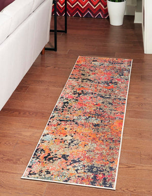 Multicolor 2' 7 x 12' Vivid Runner Area Rug Colorful Modern Unique Indoor Easy Clean Durable Carpet Mat for Home Interior Design & Decor for Sale at Rug Engine