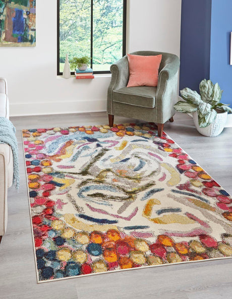 Multicolor 9' x 12' Vivid Rectangle Area Rug Colorful Modern Unique Indoor Easy Clean Durable Carpet Mat for Home Interior Design & Decor for Sale at Rug Engine