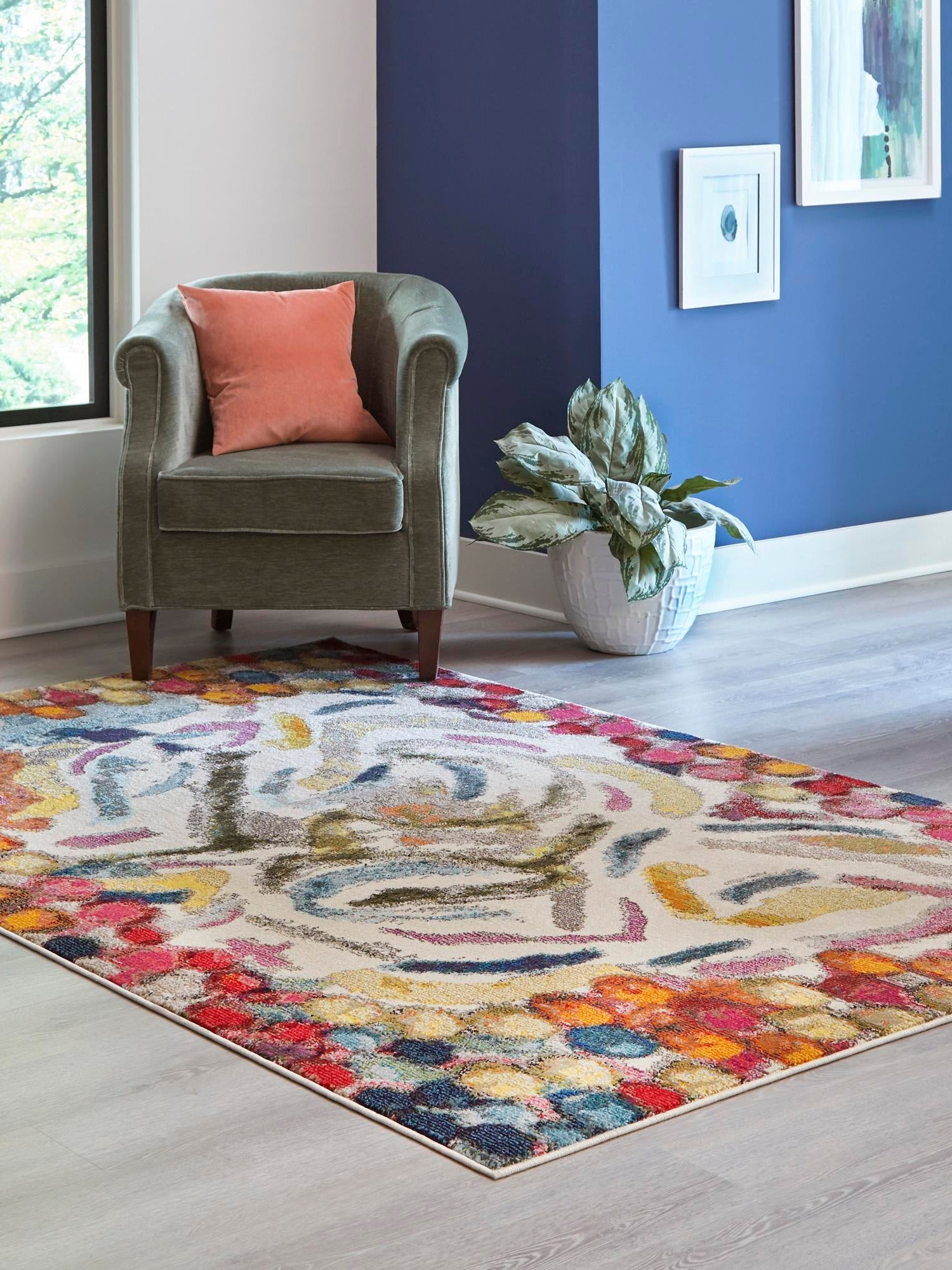 Multicolor 2' 2 x 3' Vivid Rectangle Area Rug Colorful Modern Unique Indoor Easy Clean Durable Carpet Mat for Home Interior Design & Decor for Sale at Rug Engine