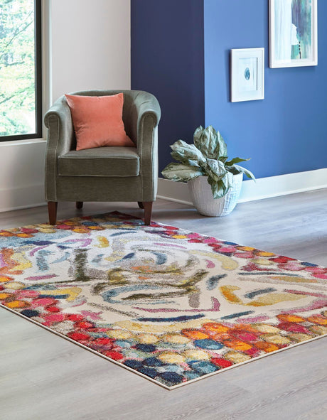 Multicolor 7' 10 x 10' Vivid Rectangle Area Rug Colorful Modern Unique Indoor Easy Clean Durable Carpet Mat for Home Interior Design & Decor for Sale at Rug Engine