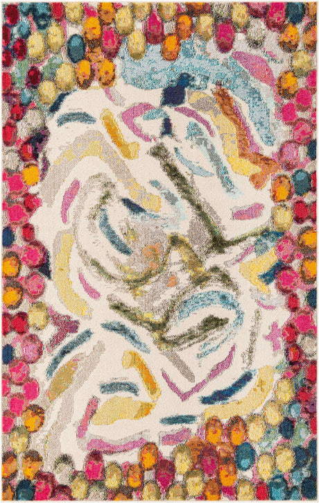 Multicolor 5' 3 x 8' Vivid Rectangle Area Rug Colorful Modern Unique Indoor Easy Clean Durable Carpet Mat for Home Interior Design & Decor for Sale at Rug Engine