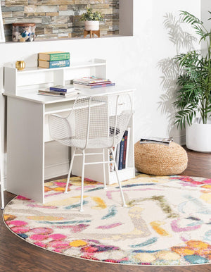 Multicolor 3' 3 x 3' 3 Vivid Round Area Rug Colorful Modern Unique Indoor Easy Clean Durable Carpet Mat for Home Interior Design & Decor for Sale at Rug Engine
