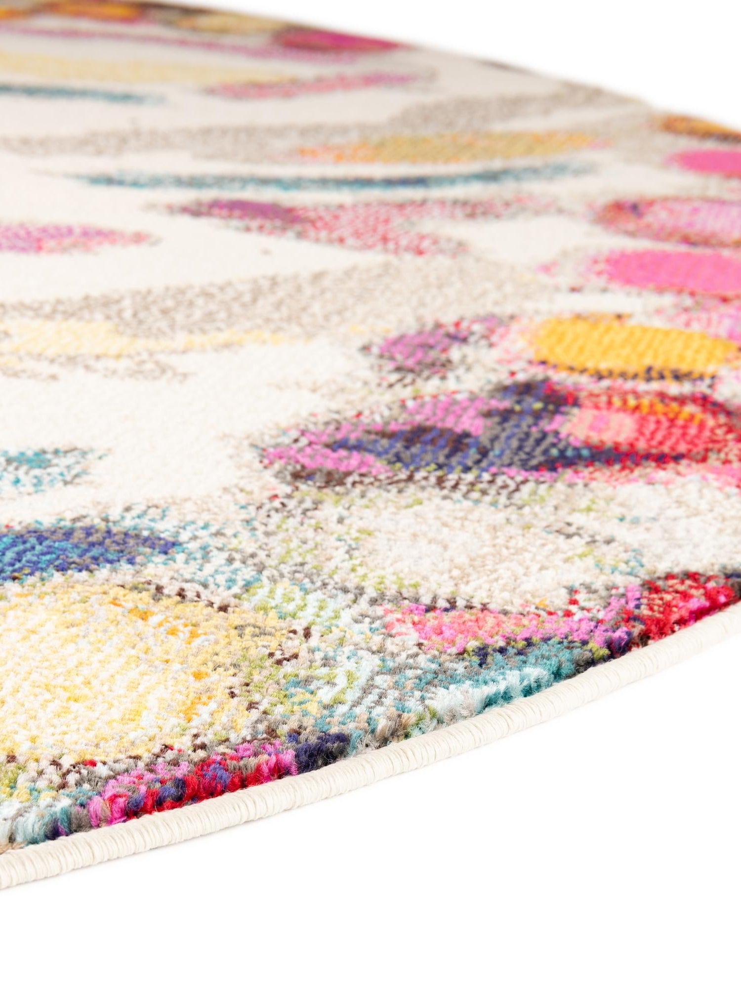 Multicolor 7' 1 x 7' 1 Vivid Round Area Rug Colorful Modern Unique Indoor Easy Clean Durable Carpet Mat for Home Interior Design & Decor for Sale at Rug Engine
