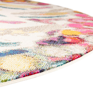 Multicolor 7' 1 x 7' 1 Vivid Round Area Rug Colorful Modern Unique Indoor Easy Clean Durable Carpet Mat for Home Interior Design & Decor for Sale at Rug Engine