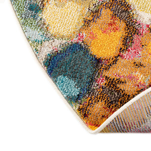 Multicolor 3' 3 x 3' 3 Vivid Round Area Rug Colorful Modern Unique Indoor Easy Clean Durable Carpet Mat for Home Interior Design & Decor for Sale at Rug Engine