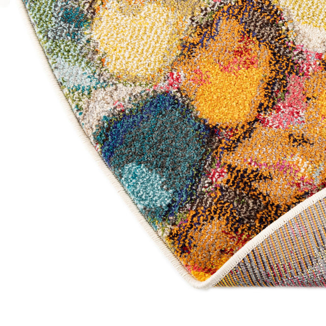 Multicolor 7' 1 x 7' 1 Vivid Round Area Rug Colorful Modern Unique Indoor Easy Clean Durable Carpet Mat for Home Interior Design & Decor for Sale at Rug Engine