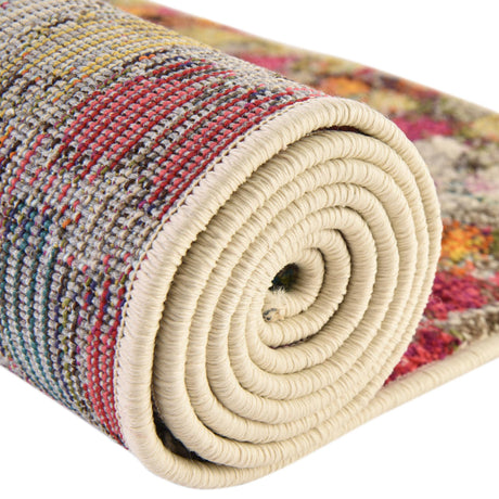 Multicolor 7' 1 x 7' 1 Vivid Round Area Rug Colorful Modern Unique Indoor Easy Clean Durable Carpet Mat for Home Interior Design & Decor for Sale at Rug Engine