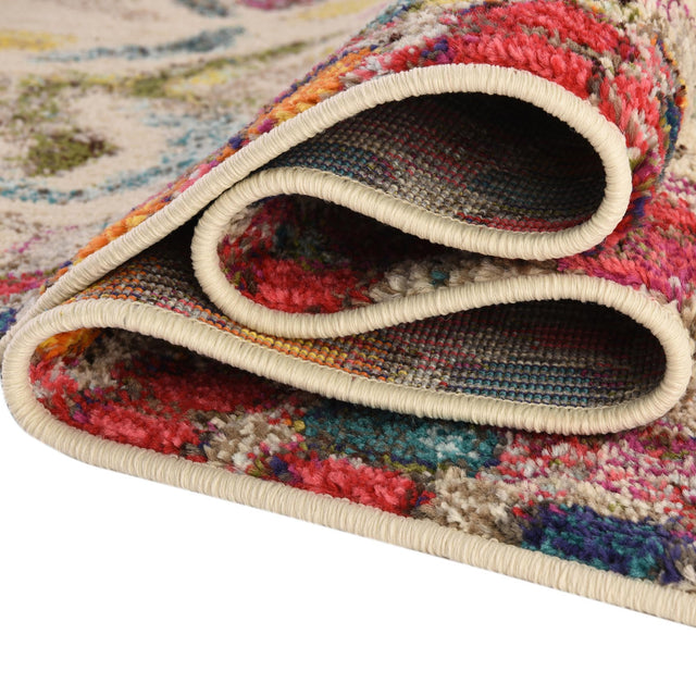 Multicolor 3' 3 x 3' 3 Vivid Round Area Rug Colorful Modern Unique Indoor Easy Clean Durable Carpet Mat for Home Interior Design & Decor for Sale at Rug Engine