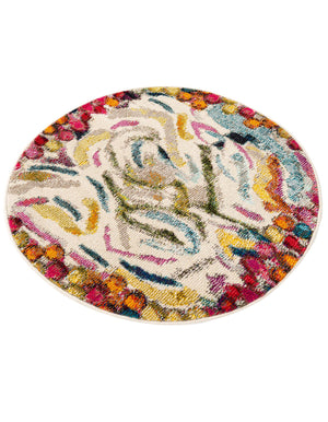 Multicolor 3' 3 x 3' 3 Vivid Round Area Rug Colorful Modern Unique Indoor Easy Clean Durable Carpet Mat for Home Interior Design & Decor for Sale at Rug Engine