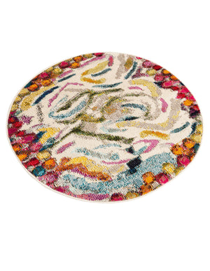Multicolor 3' 3 x 3' 3 Vivid Round Area Rug Colorful Modern Unique Indoor Easy Clean Durable Carpet Mat for Home Interior Design & Decor for Sale at Rug Engine