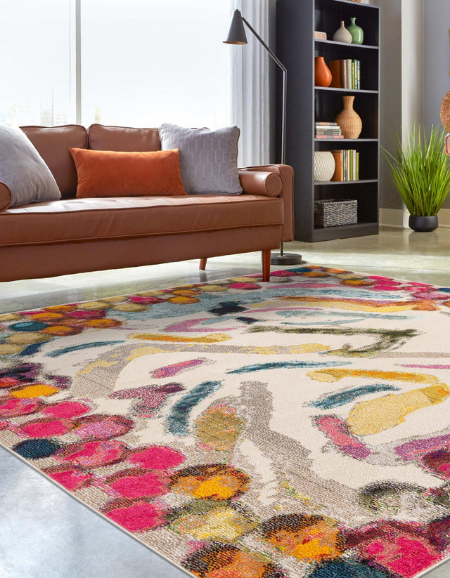 Multicolor 9' 10 x 9' 10 Vivid Square Area Rug Colorful Modern Unique Indoor Easy Clean Durable Carpet Mat for Home Interior Design & Decor for Sale at Rug Engine