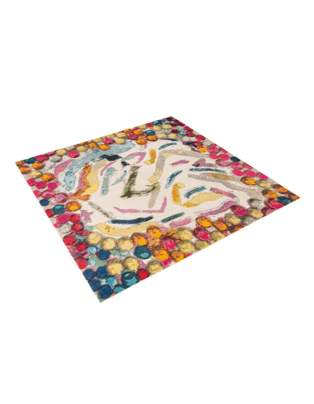 Multicolor 7' 10 x 7' 10 Vivid Square Area Rug Colorful Modern Unique Indoor Easy Clean Durable Carpet Mat for Home Interior Design & Decor for Sale at Rug Engine