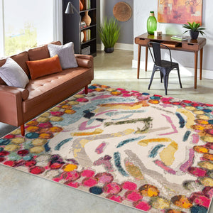 Multicolor 9' 10 x 9' 10 Vivid Square Area Rug Colorful Modern Unique Indoor Easy Clean Durable Carpet Mat for Home Interior Design & Decor for Sale at Rug Engine