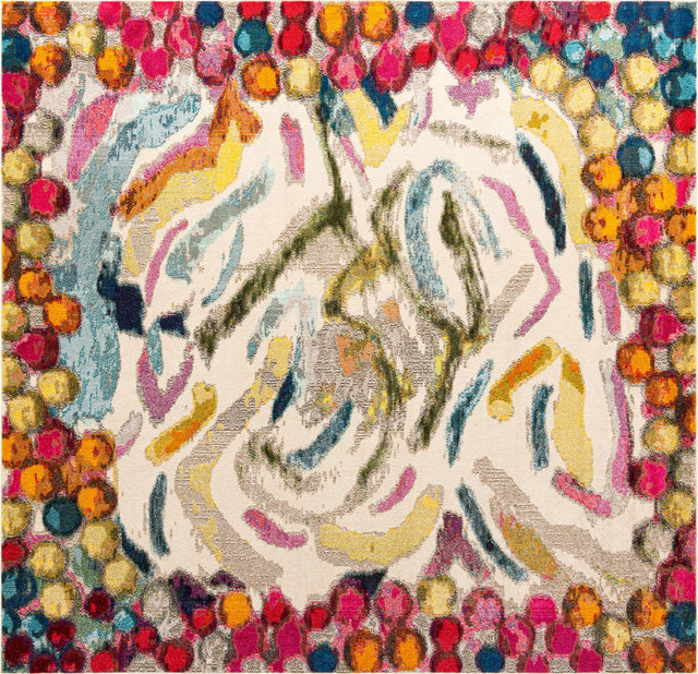 Multicolor 9' 10 x 9' 10 Vivid Square Area Rug Colorful Modern Unique Indoor Easy Clean Durable Carpet Mat for Home Interior Design & Decor for Sale at Rug Engine