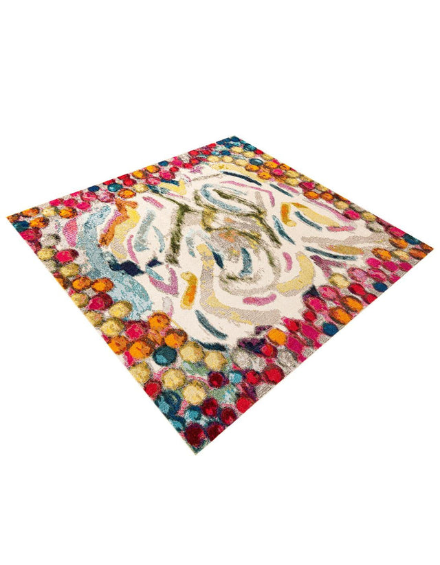 Multicolor 9' 10 x 9' 10 Vivid Square Area Rug Colorful Modern Unique Indoor Easy Clean Durable Carpet Mat for Home Interior Design & Decor for Sale at Rug Engine