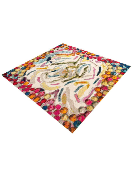 Multicolor 9' 10 x 9' 10 Vivid Square Area Rug Colorful Modern Unique Indoor Easy Clean Durable Carpet Mat for Home Interior Design & Decor for Sale at Rug Engine