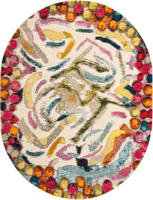Multicolor 7' 10 x 10' Vivid Oval Area Rug Colorful Modern Unique Indoor Easy Clean Durable Carpet Mat for Home Interior Design & Decor for Sale at Rug Engine