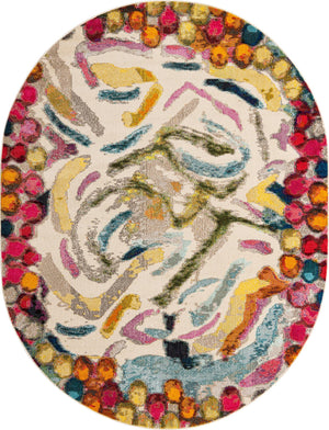 Multicolor 7' 10 x 10' Vivid Oval Area Rug Colorful Modern Unique Indoor Easy Clean Durable Carpet Mat for Home Interior Design & Decor for Sale at Rug Engine