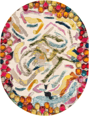 Multicolor 7' 10 x 10' Vivid Oval Area Rug Colorful Modern Unique Indoor Easy Clean Durable Carpet Mat for Home Interior Design & Decor for Sale at Rug Engine