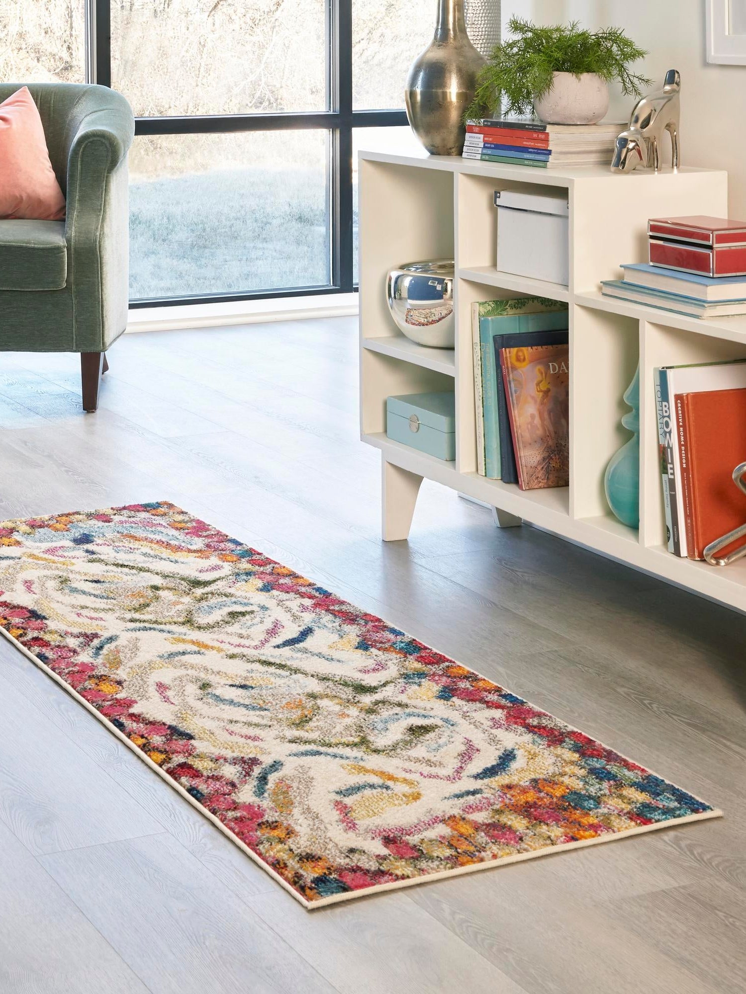 Multicolor 2' x 6' Vivid Runner Area Rug Colorful Modern Unique Indoor Easy Clean Durable Carpet Mat for Home Interior Design & Decor for Sale at Rug Engine
