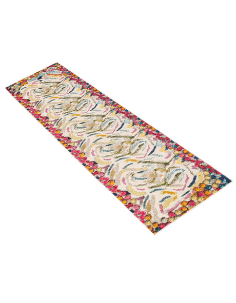 Multicolor 2' 7 x 12' Vivid Runner Area Rug Colorful Modern Unique Indoor Easy Clean Durable Carpet Mat for Home Interior Design & Decor for Sale at Rug Engine