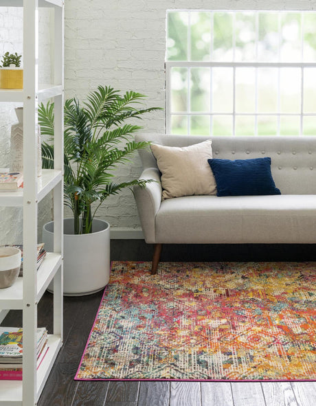 Multicolor 7' 10 x 10' Vivid Rectangle Area Rug Colorful Modern Unique Indoor Easy Clean Durable Carpet Mat for Home Interior Design & Decor for Sale at Rug Engine