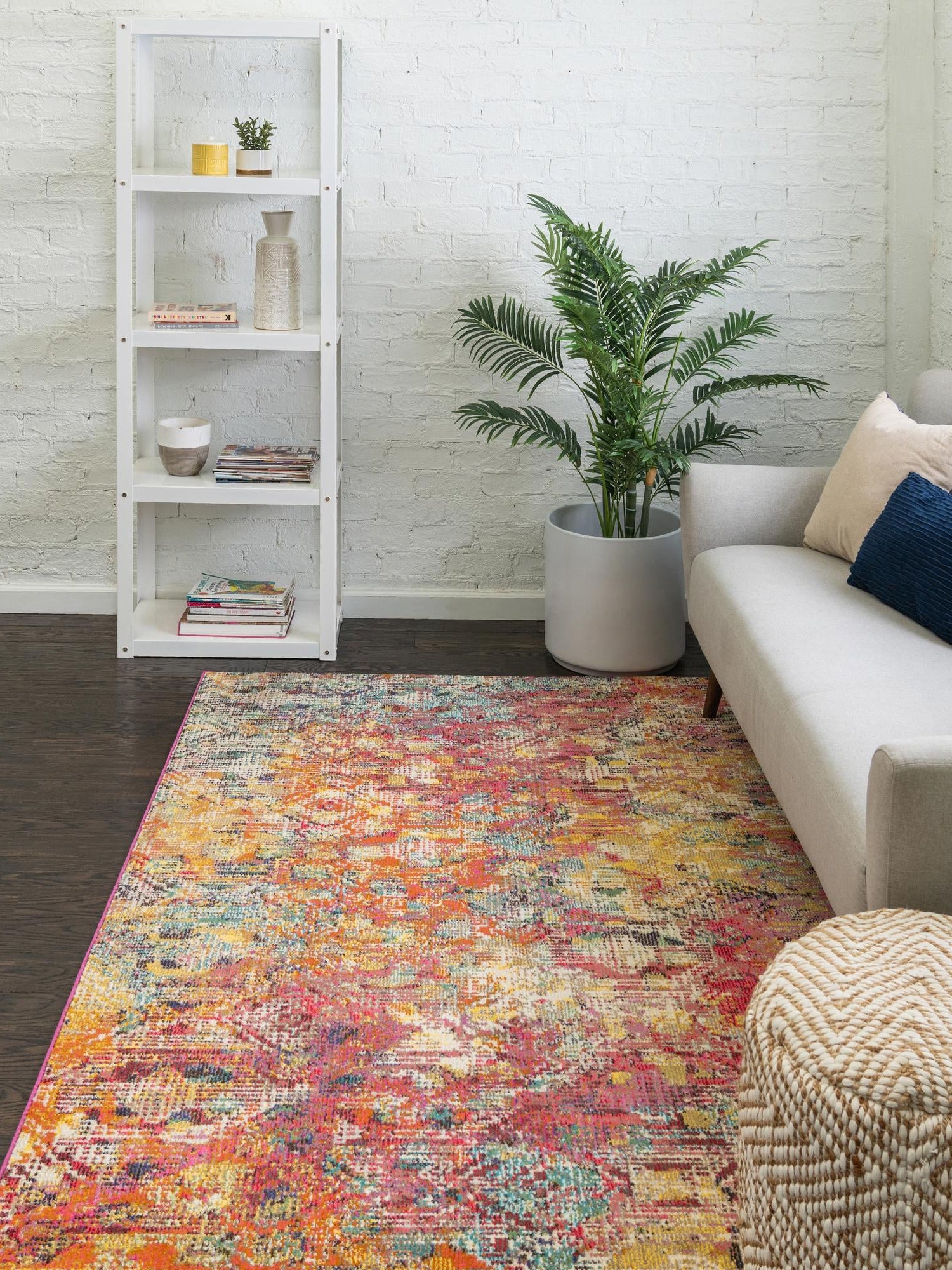 Multicolor 7' 10 x 10' Vivid Rectangle Area Rug Colorful Modern Unique Indoor Easy Clean Durable Carpet Mat for Home Interior Design & Decor for Sale at Rug Engine